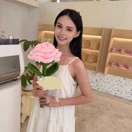 Large Crochet Flower Handmade Crochet Rose/Sunflower Bouquet Artificial Knitted Flower Birthday Anniversary Gift for Mother Wife Friend