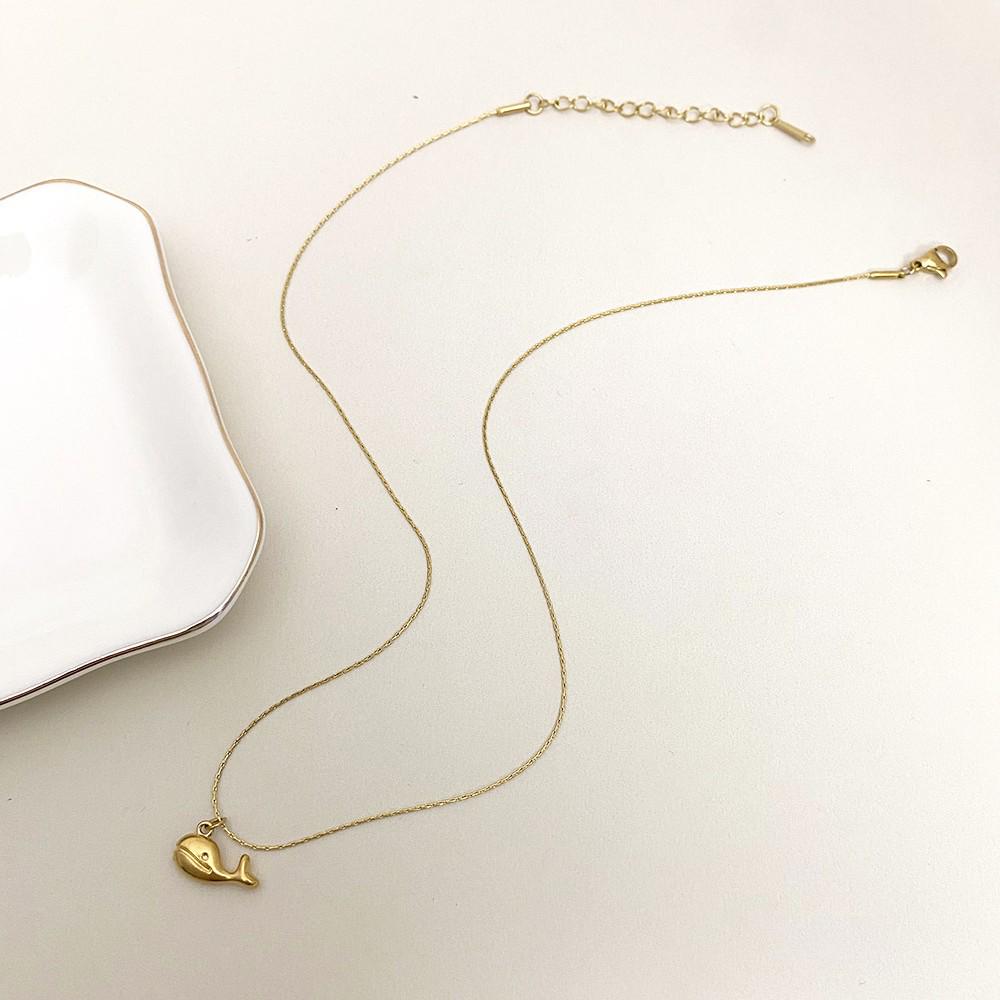 Gold Whale Mermaid Tail Necklace Women's Chain - Fade-Resistant Titanium Steel