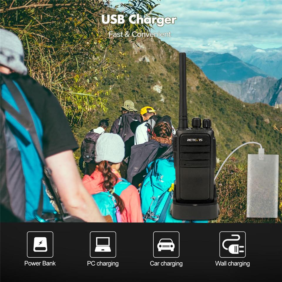 Rt21v Vhf Walkie Talkie 2w Große Reichweite Lizenzfrei Vhf Radio Murs 5 Kanäle USB-Ladegerät Zweiwegradio für Outdoor-Aktivitäten Alarm Vox