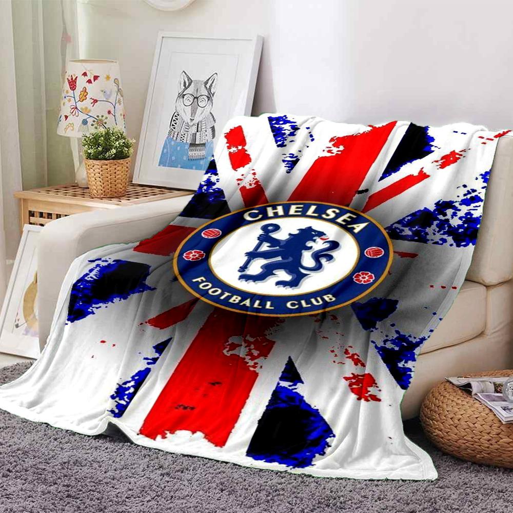 Chelsea Football Club Theme Printed Blanket - Perfect for Couch, Bed, Travel & Outdoor Use | Machine Washable, Cozy & Durable.