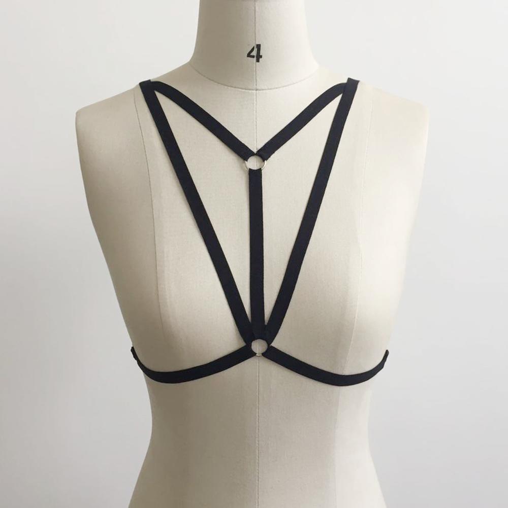 Alluring Women Bra Elastic Cage Bra Strappy Hollow Out Bra Bustier