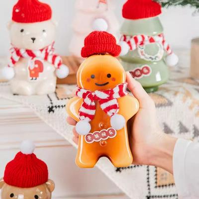 Christmas Bottle Transparent Gingerbread Man Plastic Water Cup Pine Tree Milk Cold Navidad New Year Gifts Drink Cup Xmas Decor