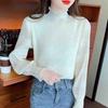 Fashion New 2025 Autumn Winter Long Sleeve Half High Collar Apricot Velvet Chiffon Blouse Shirt Women Tops Blouses Shirts J780
