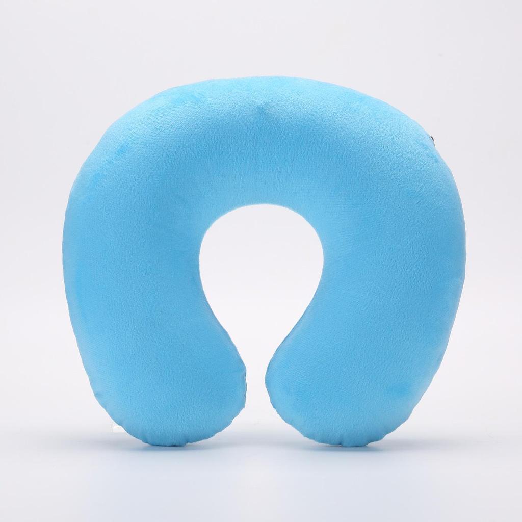 Promotional Inflatable U-Shaped Travel Neck Pillow with Plush Outerwear