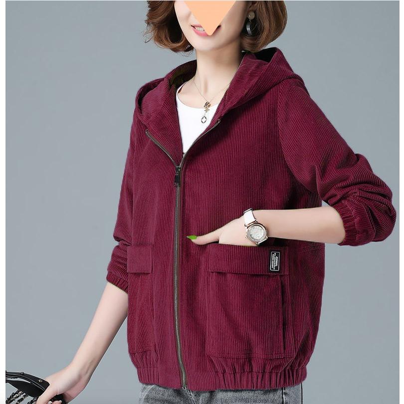 Corduroy Jacket Women's Thickened Winter Clothes Spring and Autumn Clothes Loose Short Top
