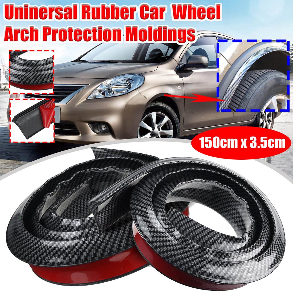 Black Carbon Universal Car Wheel Fender Trim Flares Scratch Protector 2x 150cm Black Carbon Universal Car Wheel Fender Trim Flares Scratch Protector 2x 150cm