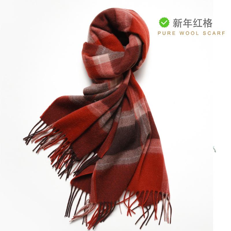 Pure wool plaid scarf women's winter versatile new gift thickened warm scarf cashmere shawl high-end