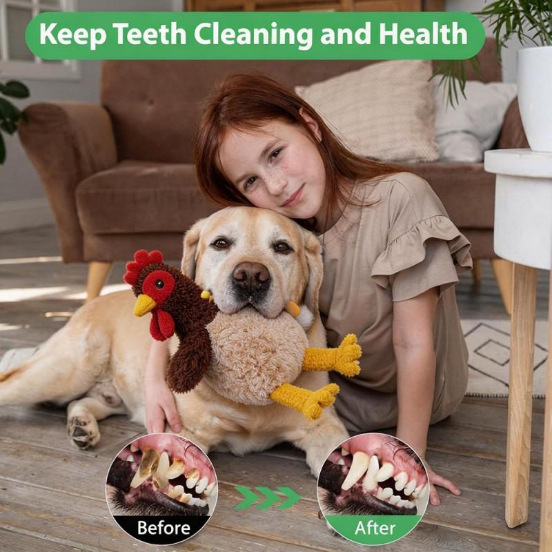Plush Squeaky Dog Toy Mental Stimulation Dental Care - Assorted Animal Shapes