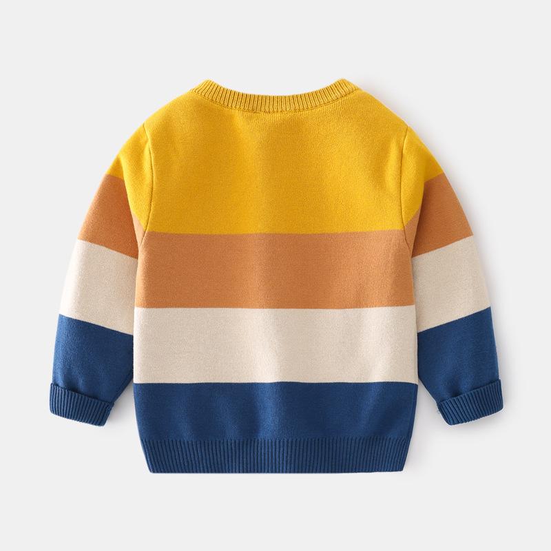 Boys' Stylish Animal Print Knitted Sweater - Trendy Spring Pullover