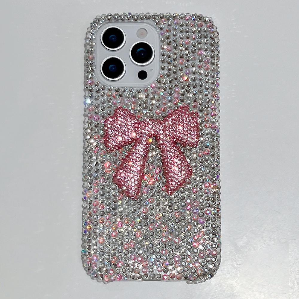 Bling Diamond Crystal Bowknot Glitter Phone Case for IPhone 16 15 14 13 12 Air 17 Pro Max 11 Shockproof Stylish Back Case Cover