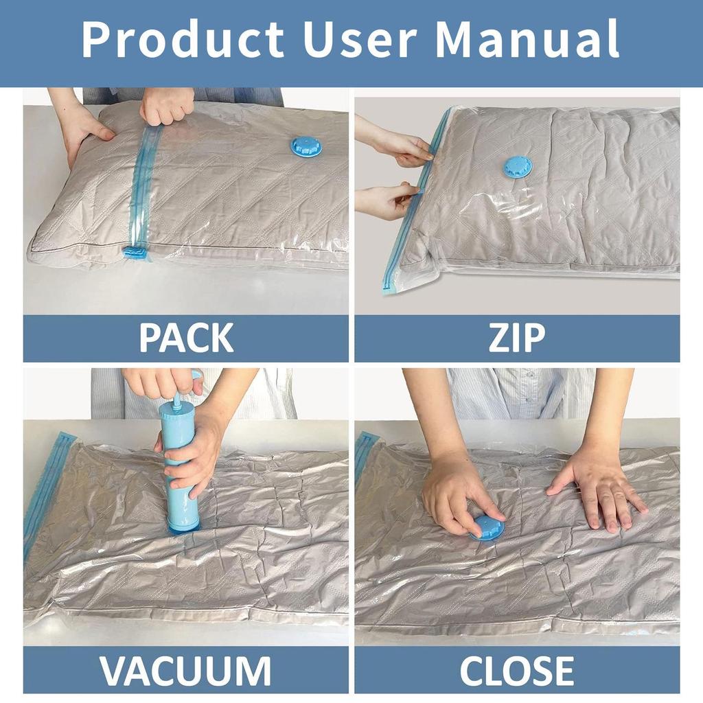 PA Transparent Vacuum Compression Storage Bag for Clothes and Quilts - Multiple Sizes Available