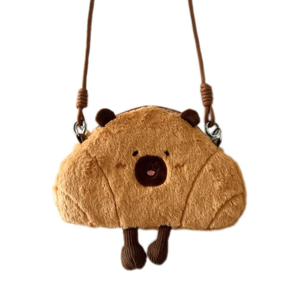 

Креативный круассан капибары Милая девушка Косая сумка для хранения внахлест Хлеб Дельфин Ультралегкая мультяшная плюшевая сумка