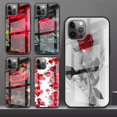 Etui na telefon ze szkła hartowanego Rose Flower na iPhone'a Samsung Galaxy OnePlus Oppo Xiaomi Redmi Note S A 7 8 9 10 11 12 13 14 20 21 22 53 Pro Max Plus Ultra