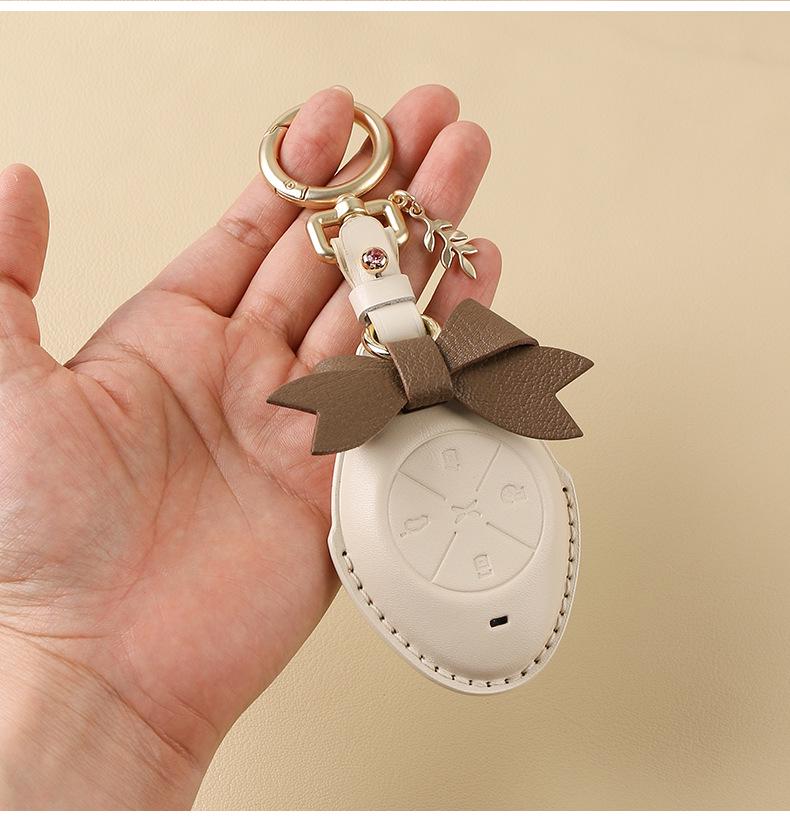 Women's Genuine Leather Bow Key Case for Xiaopeng P7 G9/G3i/P5 2022