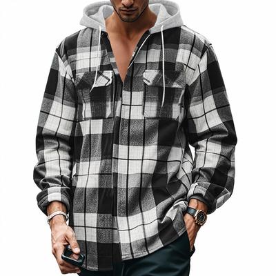 Chemise à carreaux à capuche et manches longues, ample et décontractée, nouvelle collection automne
