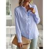 Women's Shirt Spring Long Sleeve Tops Stand Collar Striped Loose Office Women's Blouse Elegant Button Up Solid Color Casual Simple Ladies White Shirts