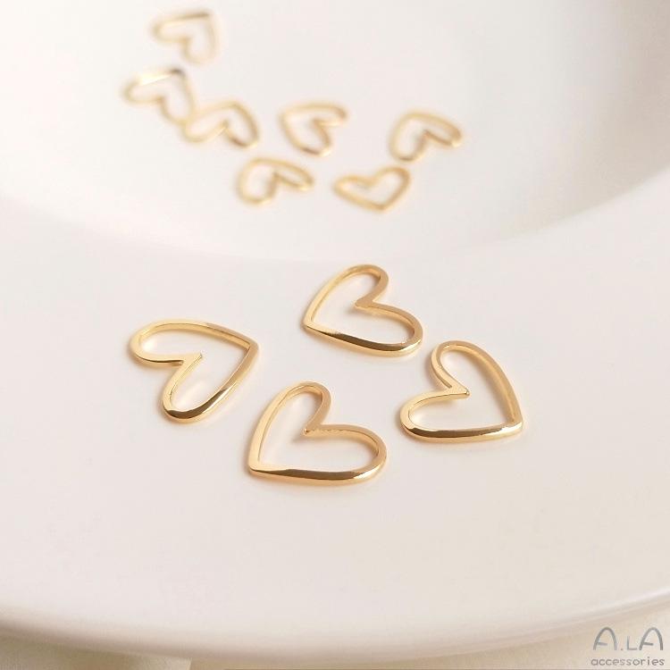 14K Gold-Filled Openwork Curved Heart DIY Jewelry Connecting Components 