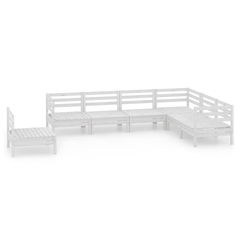 Vidaxl 7-Cz. Garden Lounge Set, White, Pine Wood