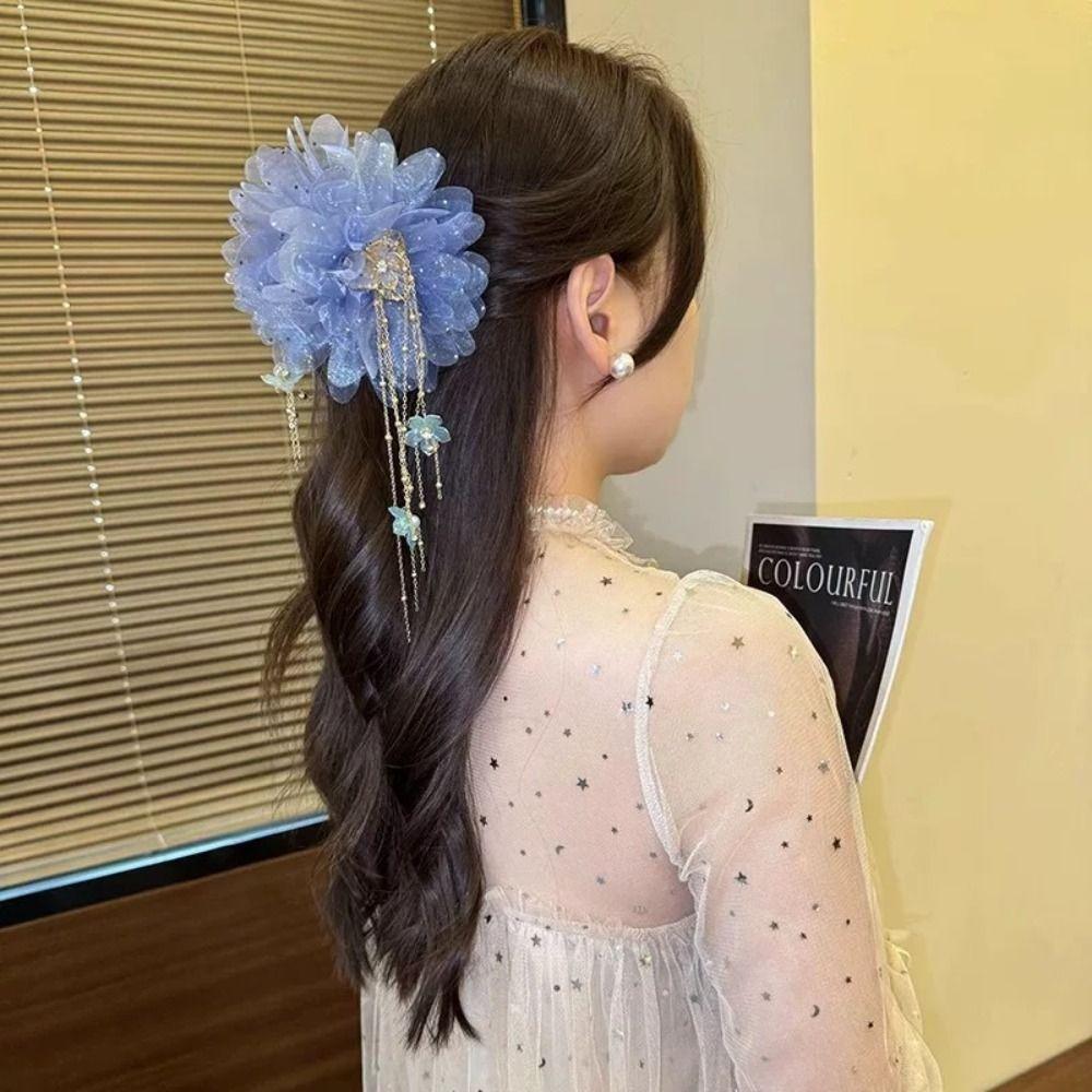 Tassel Shark Clip Sequin Hair Clip Temperament Hair Claw Clips  Women