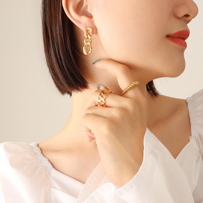Minimalist Fashion Titanium Steel Jewelry Set: European & American Style Necklace and Earrings for Women & Girls
