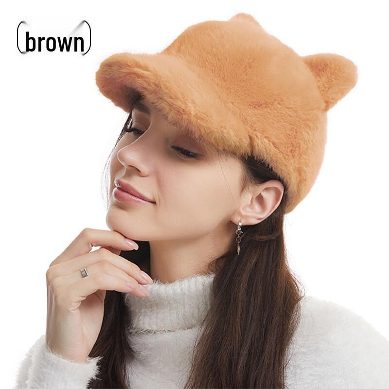 XiHong Cat Ear Plush Baseball Cap One Size