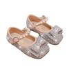 Girls leather shoes rhinestone bow girls princess shoes 2025 new children's soft-soled single shoes foreign style crystal shoes tide
