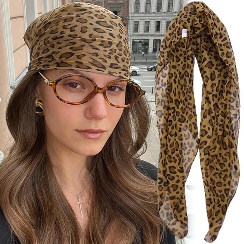 Y2K Retro Leopard Headscarf Women Girl High Quality Comfortable Fashion Headscarf Warm Versatile Party Scarf Exquisite Accessory