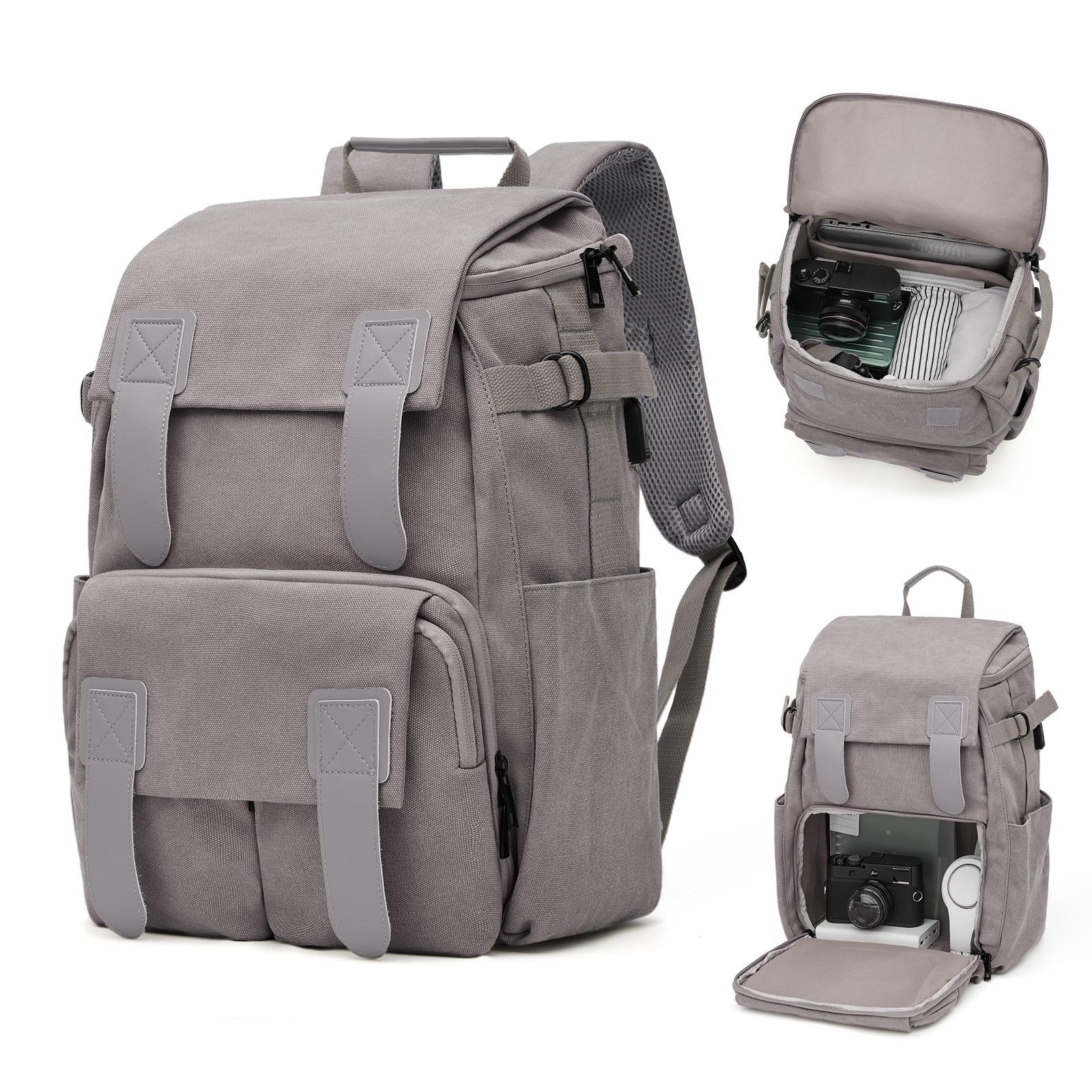 

Сумка для фотоаппарата для мужчин, дорожный рюкзак, колледж, водонепроницаемая сумка для ноутбука для женщин, модный деловой рабочий рюкзак, повседневный рюкзак для походов серый