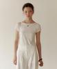 LOEIL Feminine Boat Neck Short Sleeve T-Shirt - Ivory