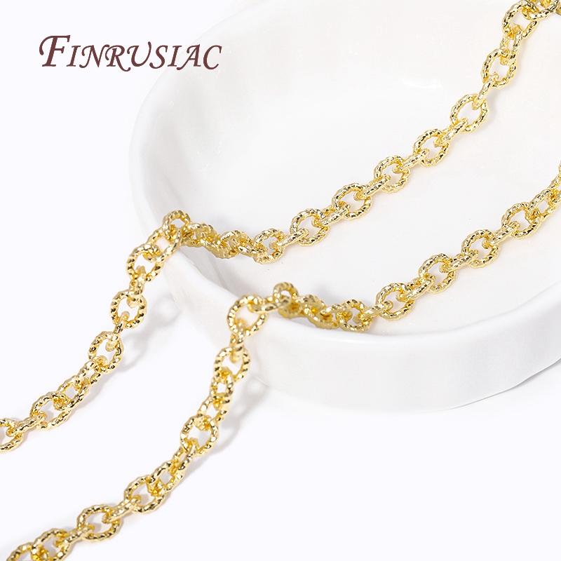 4.7MMX6MM 18K Gold Plated Metal Textured Cable O Shape Chain For Making Jewelry,High Quality Spool Chains DIY Jewelry Findings