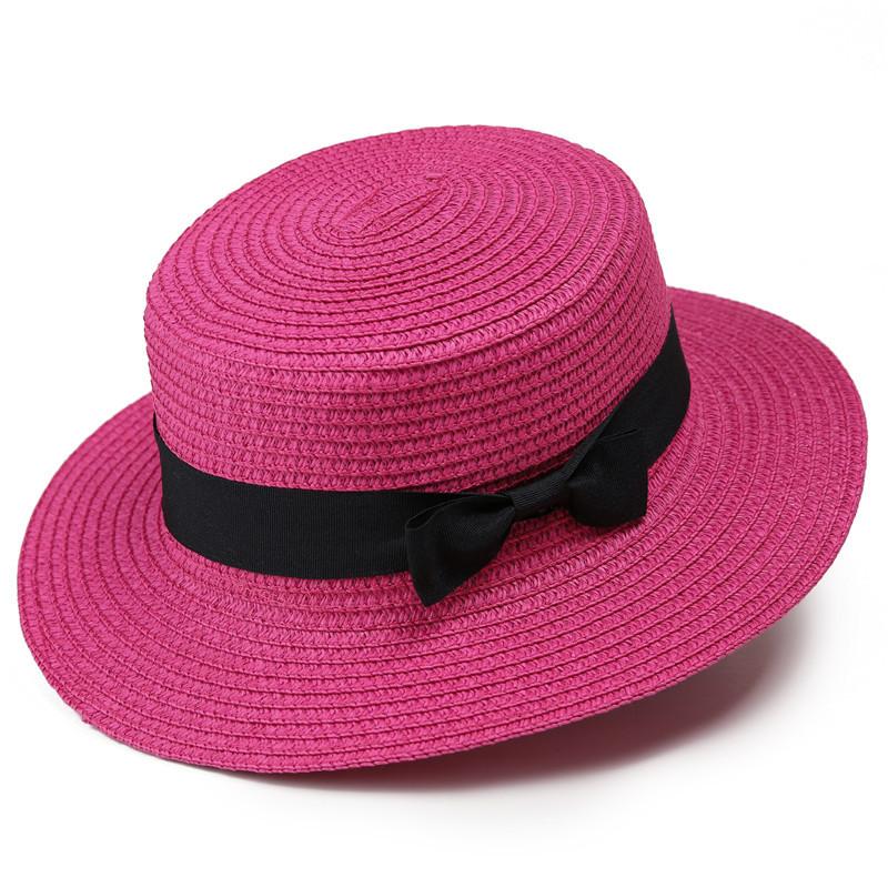 Parent-child straw hat women's summer British retro flat top small fresh top hat sunshade sunscreen beach hat travel tide