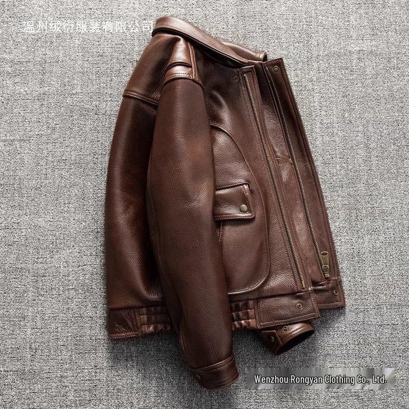 2024 Men's Slim Fit Soft Leather Jacket with Turn-Down Collar - Trendy Autumn/Winter Style