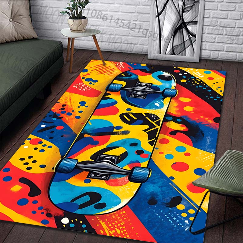 Creative Colorful Skateboard Print Rug Carpets for Bedroom Living Room Sofa Mat Door Mat Dressing Room Rugs Large Size