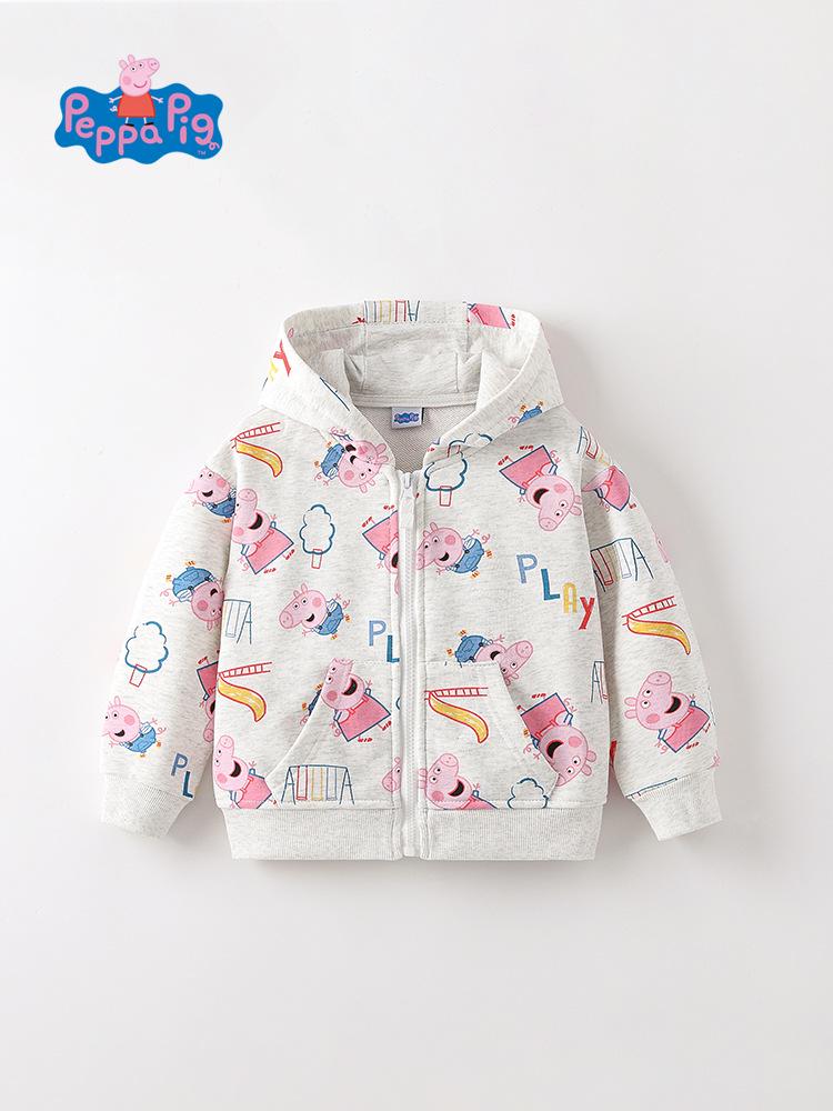 Peppa Pig Girls' Hooded Sweatshirt, Spring/Autumn Zip-Up Jacket for Babies.