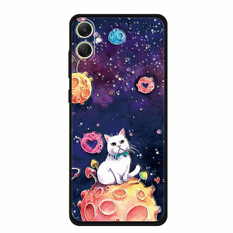 3D Emboss Case For Samsung Galaxy A06 M06 F06 A05 M05 F05 Phone Case A 06 M 05 Flower Black Silicone Soft Back Cover Coque Funda