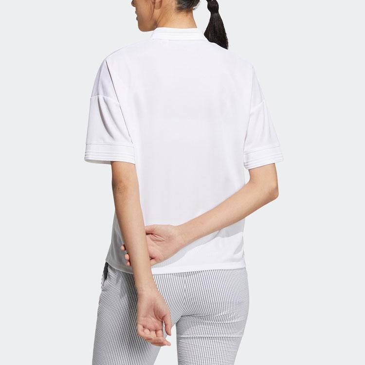 Adidas Aeroready Loose-Fit Polo Shirt Solid Color Logo Embroidery Short Sleeve Women Tops White HT0032