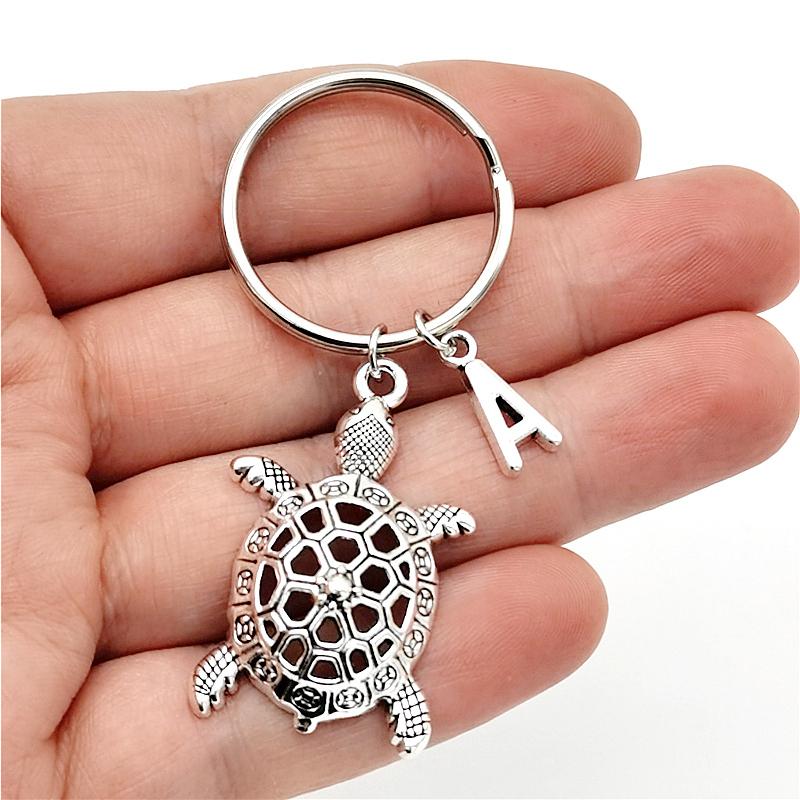 

26 букв инициала брелок черепаха кулон брелок милый черепаха брелок ювелирные изделия для любителей черепах подарки A