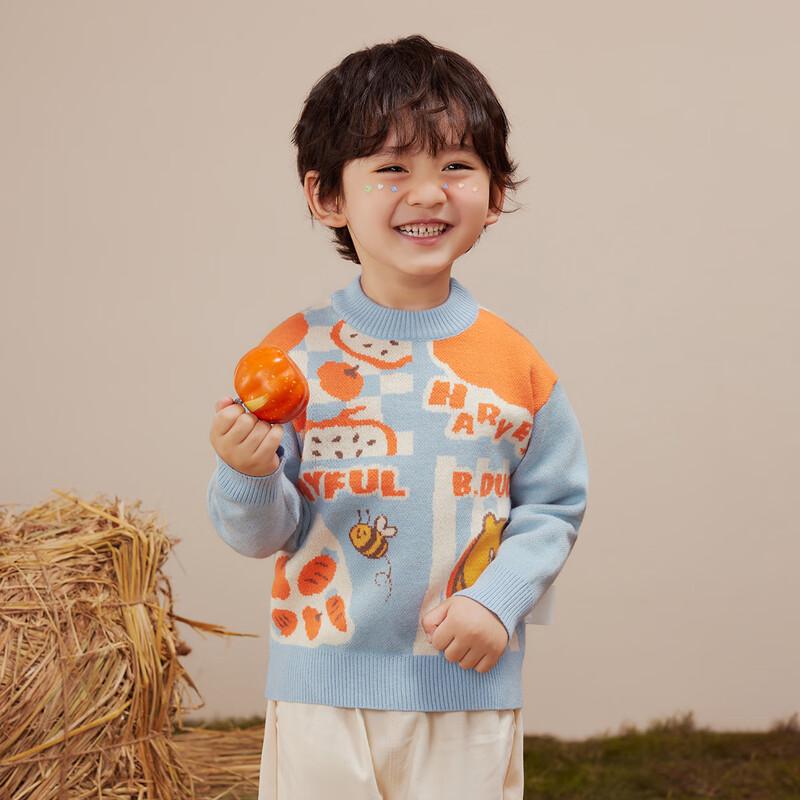 B.Duck Boys  Crewneck Cartoon Knit Sweater 130CM