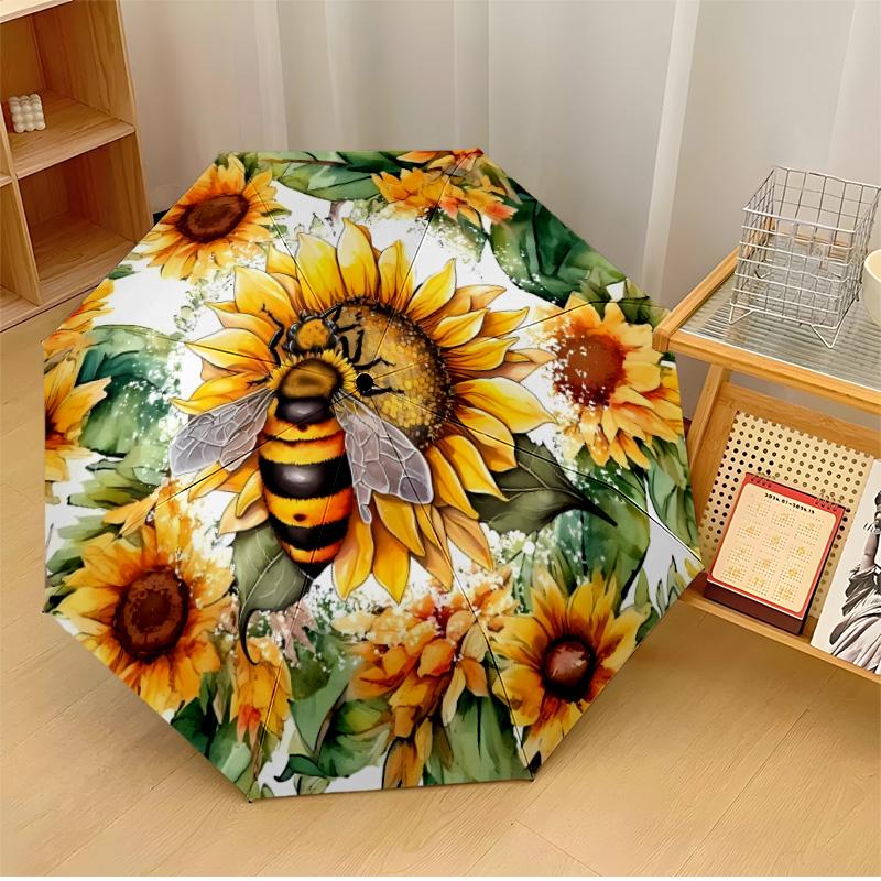 Beautiful Sunflowers Van Gogh Printed Umbrella Windproof Folding Umbrella Portable Sun and Rain Umbrella Suitable for Gifting