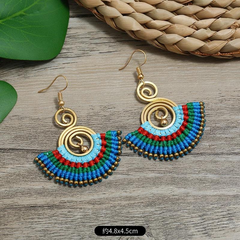 Bohemian Earrings Hand-woven Retro Vacation Versatile Temperament Earrings Women's Long Earrings