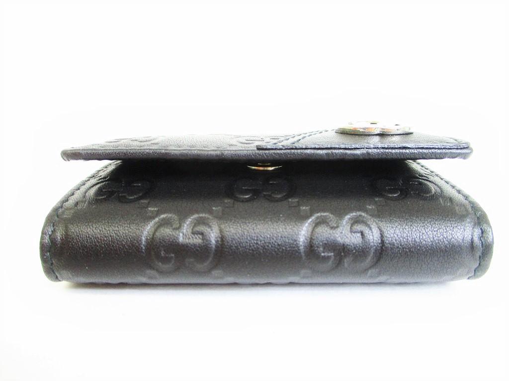 Authentic GUCCI Interlocking G Black Leather 6 Pics Key Cases #8481  Open Box