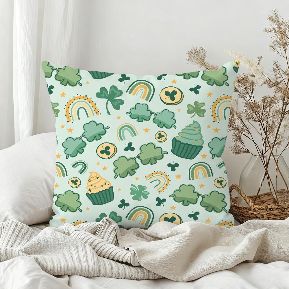 Happy Green St.Patrick'S Day Pillow Case Sofa Living Room Bedroom Headboard Backrest Square Cushion Nap Time