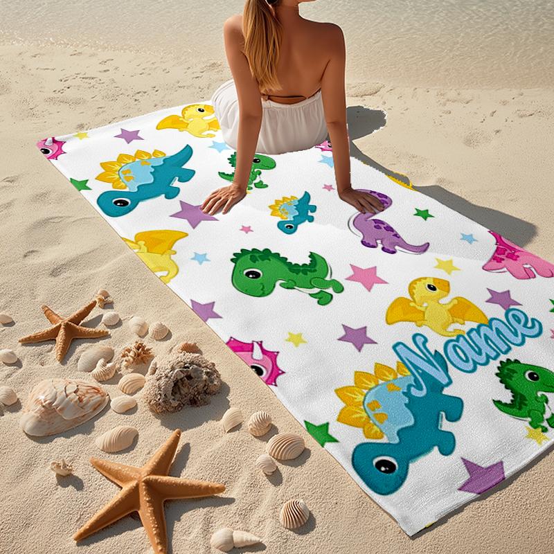 Personalisierbares Ultra-Weiches Strandtuch mit Dinosaurier-Thema, Ideal für Pool - Camping, Tauchen - Perfekter Reisebegleiter, Lebendiges Strandtuch.