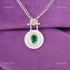 Oval Green Emerald Gemstone Sterling Silver Mother Gift Birthday May New Pendant PP-57-5