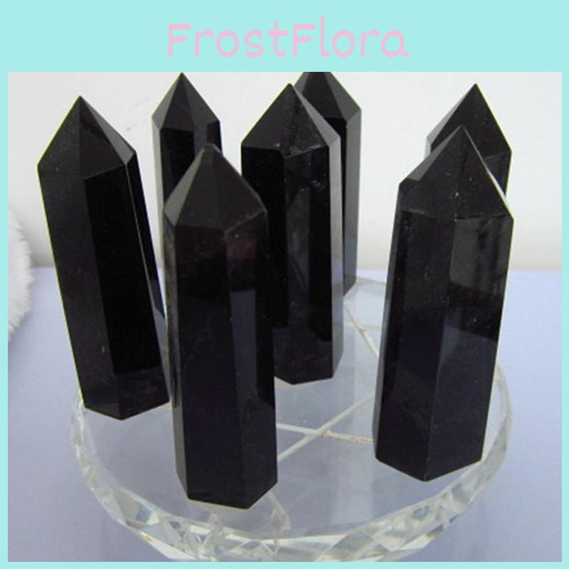 100 Obsidian Natural Black Quartz Crystal Stone Point Healing Wand Hexagonal