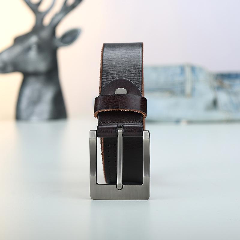 Belt Men'S Leather Pin Buckle First Layer Scalper Fashion Washed Belt Casual Light Personality Men'S Trend Belt