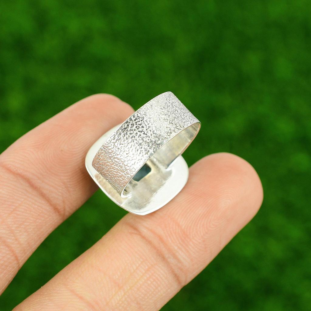 Larimar Stone Wife Stackable Throat Chakra Ring Jewelry Size 10 Sterling Silver