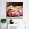 Kit Pittura Diamante Perle Artistiche Gatto Arancione Piccolo Fatto a Mano 30x30cm Senza Cornice Pittura Floreale con Perle Diamantate, Kit Creativo per Decorazione Parete Casa e Appassionati di Hobby