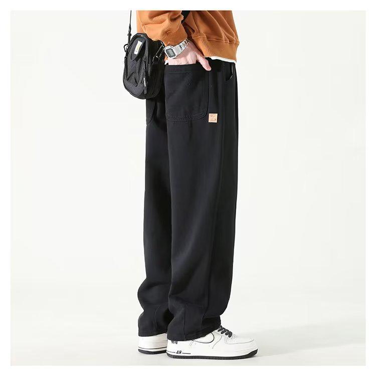 Trendy Wide-Leg Casual Pants für Herren – Herbstkollektion, Loose Fit, Einfarbig, Amerikanische Marke