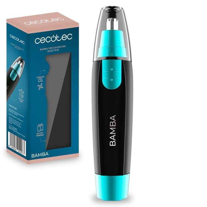 Cecotec tondeuse à cheveux de nez et d'oreilles sans fil bamba precisioncare nosetrim. tondeuse avec lame acier inox